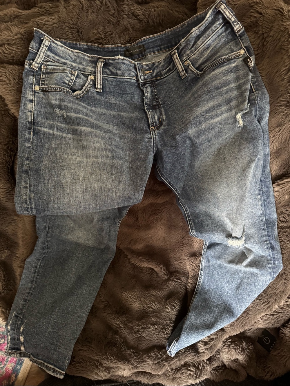 Silver Jeans Light Wash Boyfriend Denim with Distressing